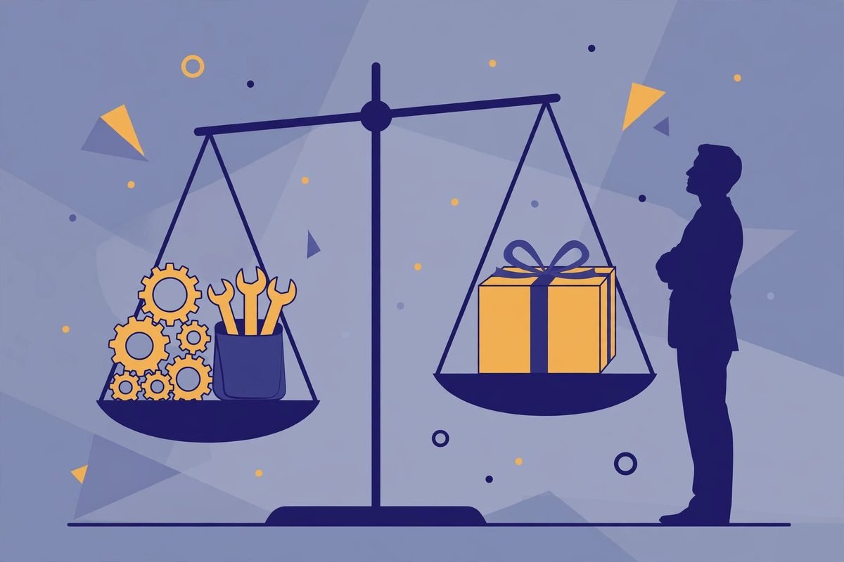 Illustration of the build versus buy decision for an AI chatbot for lead qualification