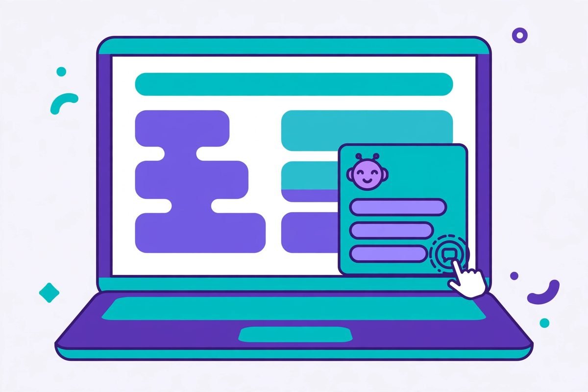 AI chatbot answering questions on a business website illustration