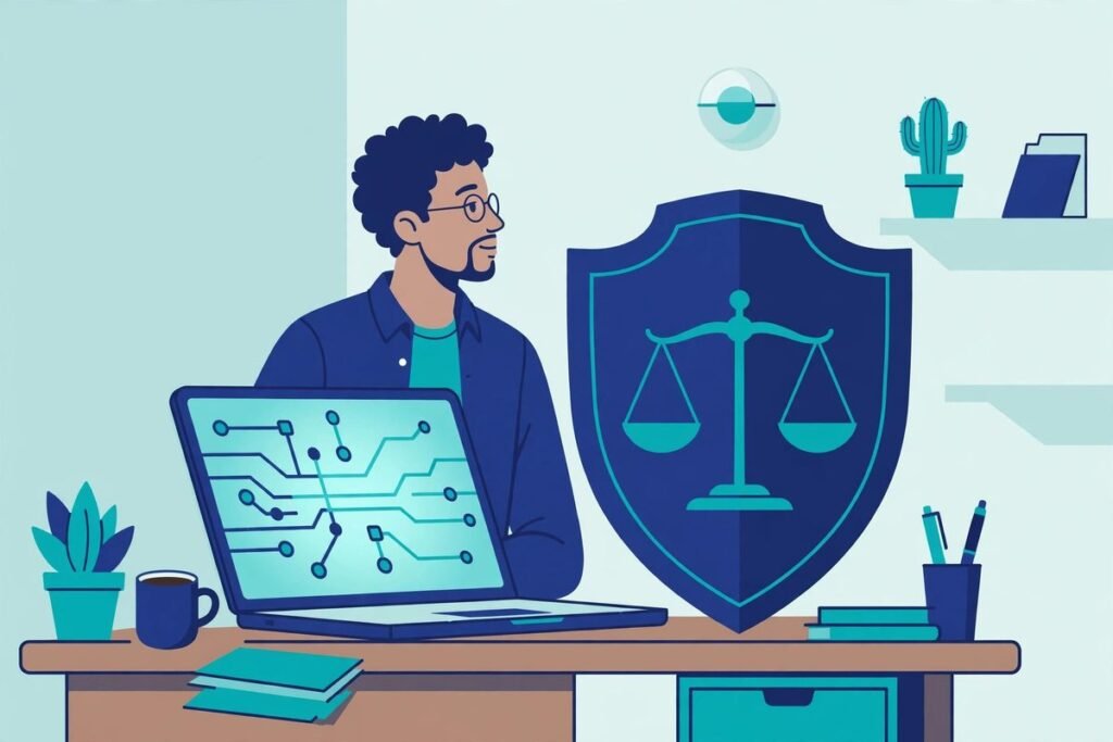 AI regulation for small business: shield and compliance illustration