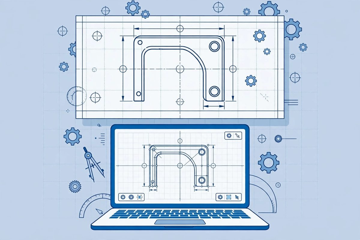 AI text to CAD generator producing an engineering drawing from a 3D model