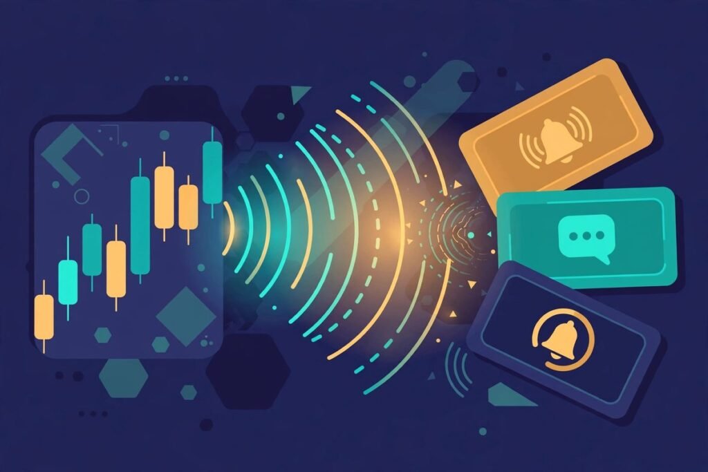 Automated trading alerts AI workflow showing market data turning into instant notifications
