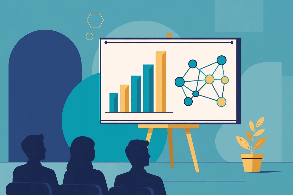 AI chart generator dashboard shared as a business presentation with charts and diagrams