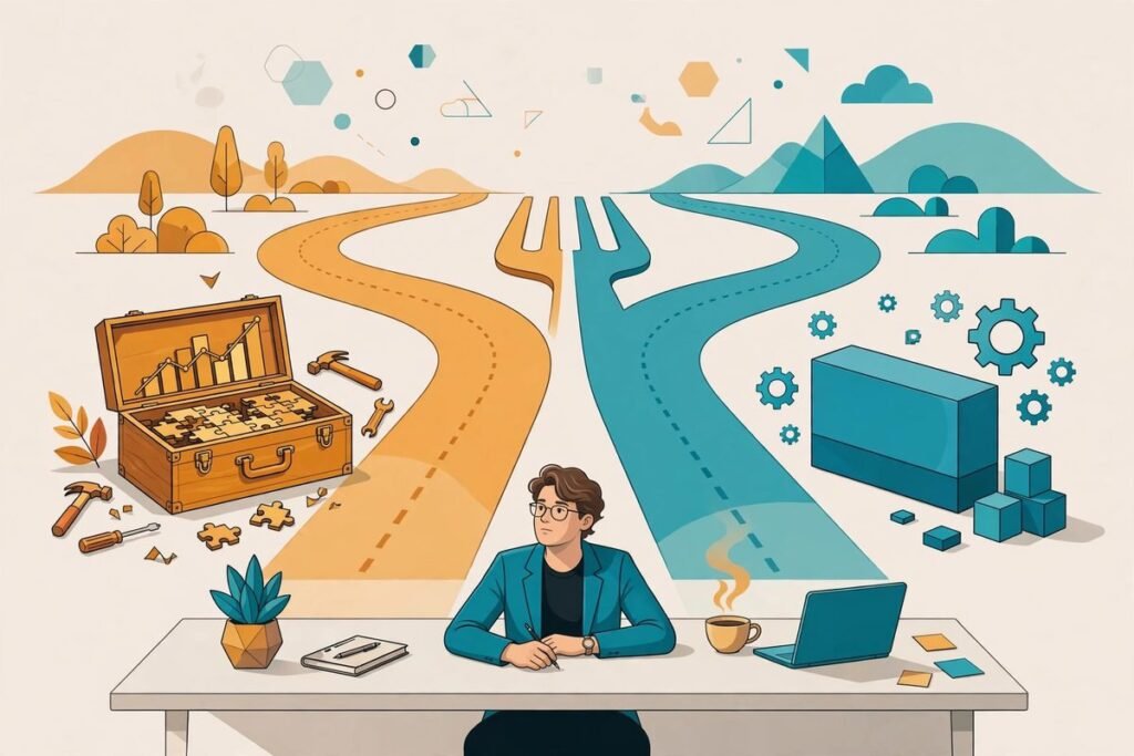 Business owner choosing between custom CRM development and platforms like Salesforce or HubSpot
