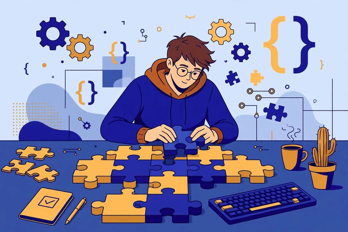 Developer building custom WordPress plugin illustration