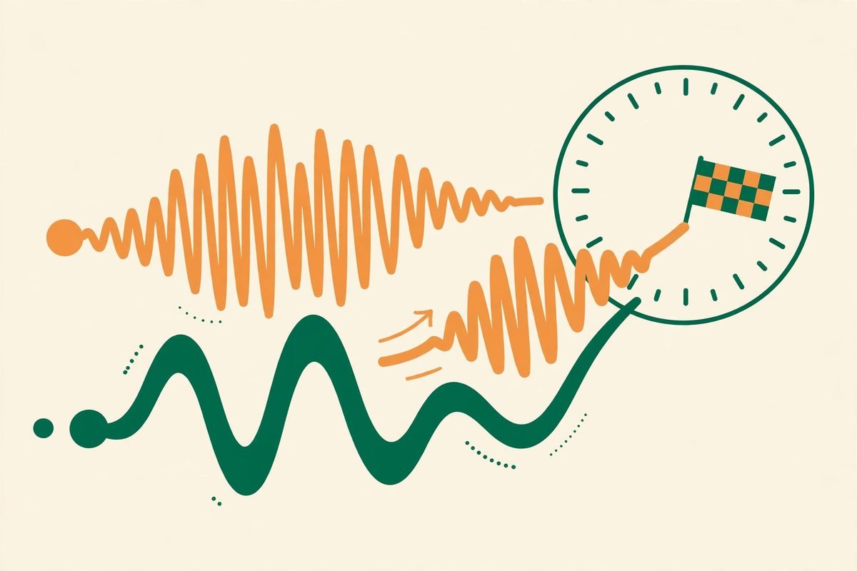 Realtime voice agent models racing to answer first, fast sound wave overtaking a slower one