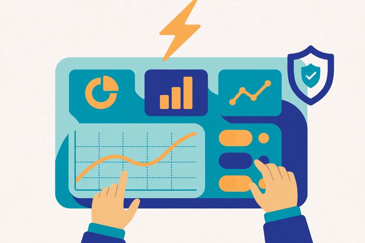 Flat vector illustration of a fast and secure internal admin panel