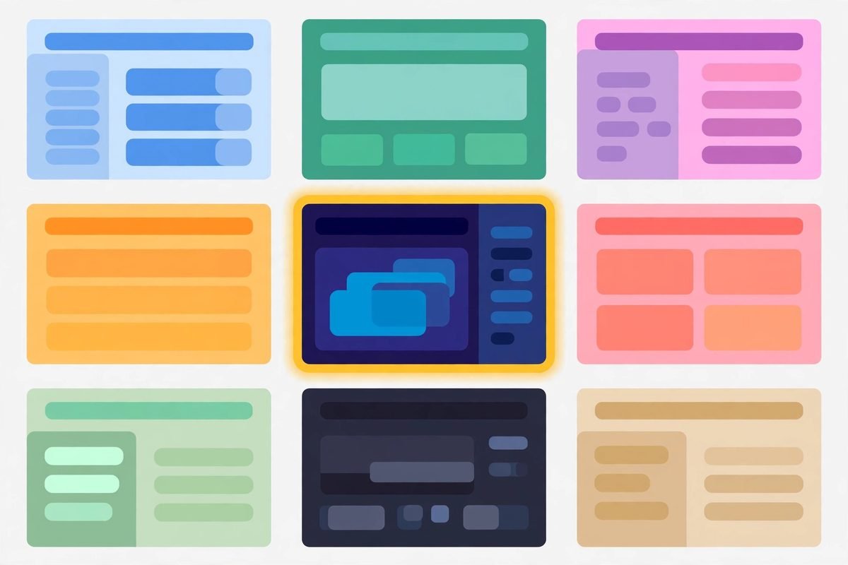 Anti-AI-slop design skill Claude Code themes grid illustration