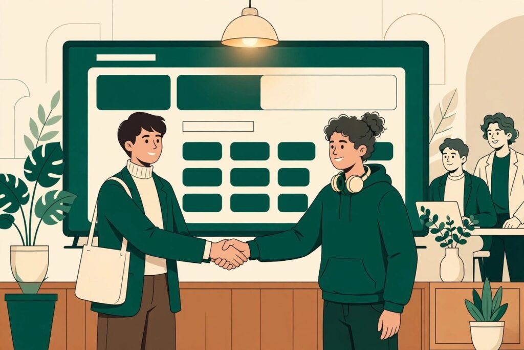 Hire MTD Technologies: a client shaking hands with the development team