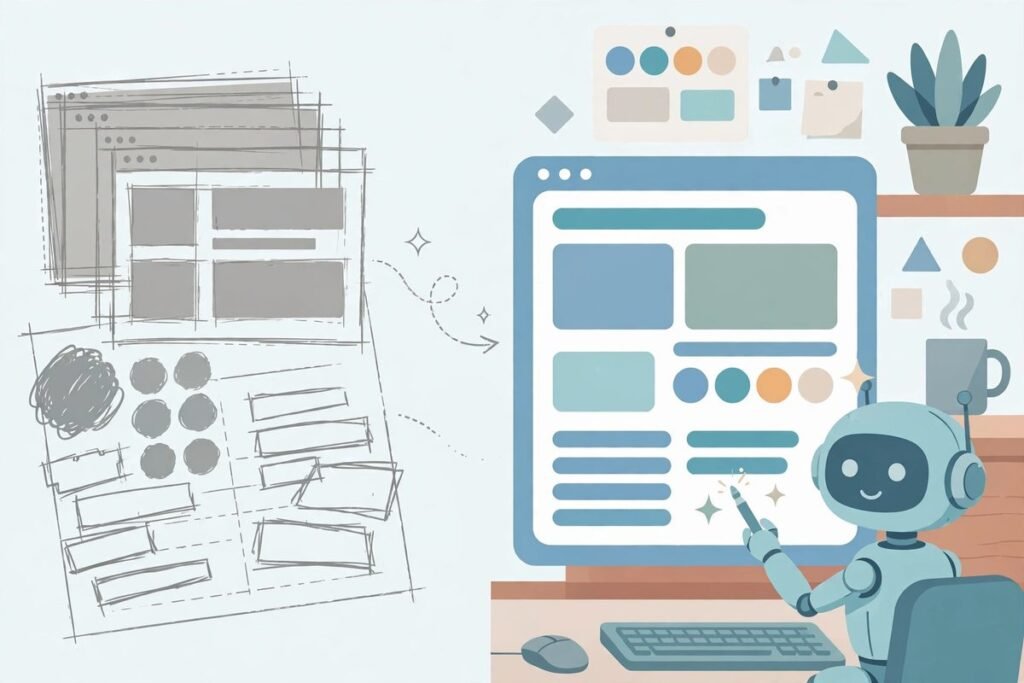 AI design language harness open source illustration of an AI coding assistant refining a website interface