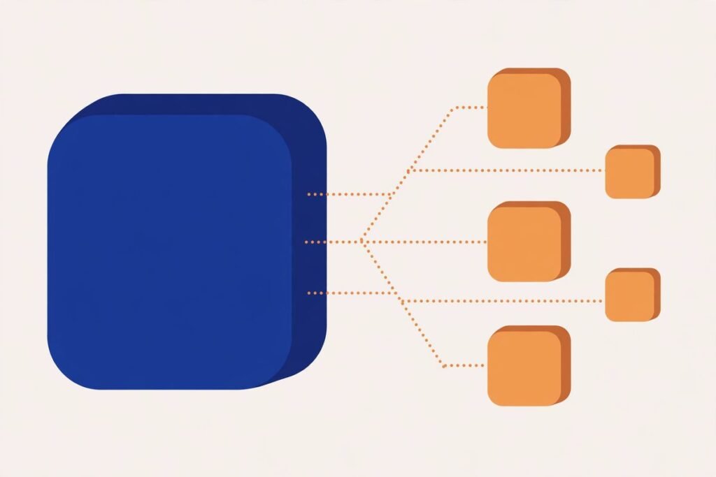 Monolith vs microservices for startups architecture decision illustration