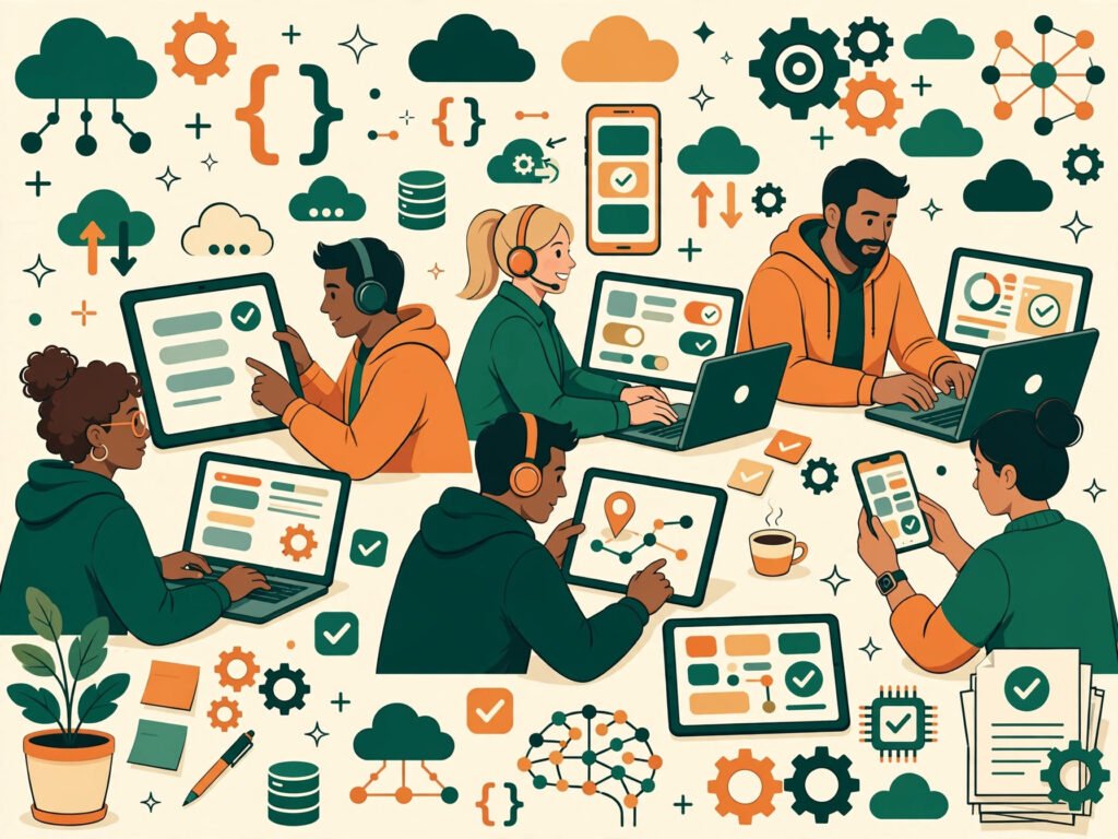 MTD Technologies development team collaborating on web, mobile and AI projects