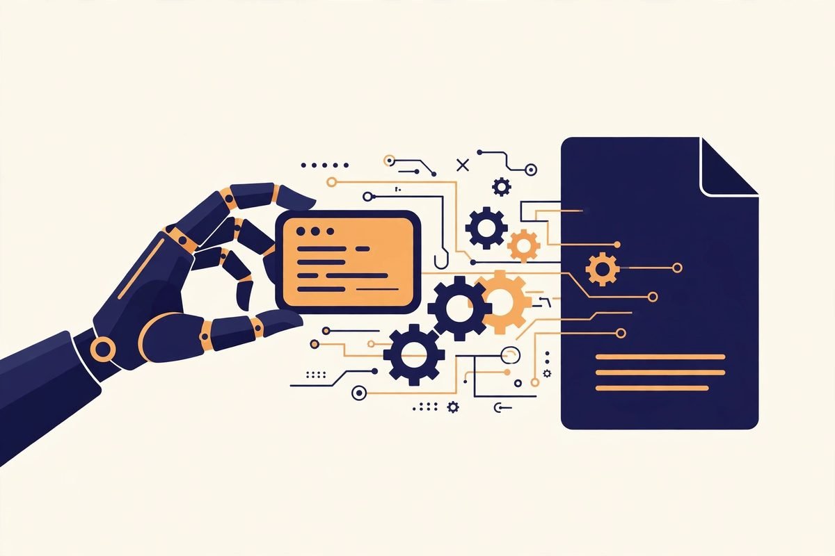 Abstract illustration of PdfCraft AI agent CLI tools working with PDF documents