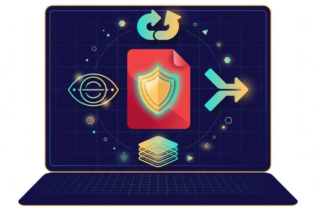 Free AI PDF tools online illustration showing private browser-based PDF processing