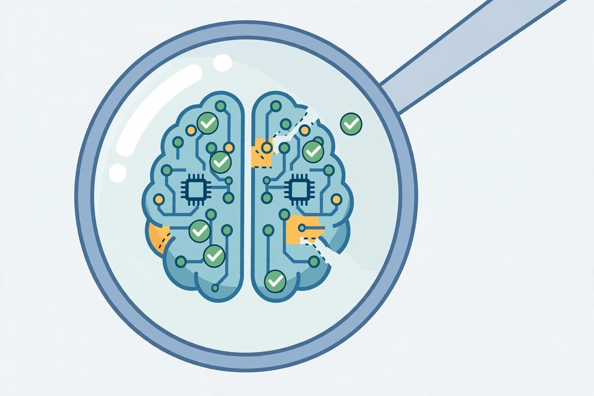 AI brand visibility tool — audit illustration diagnosing AI trust gaps