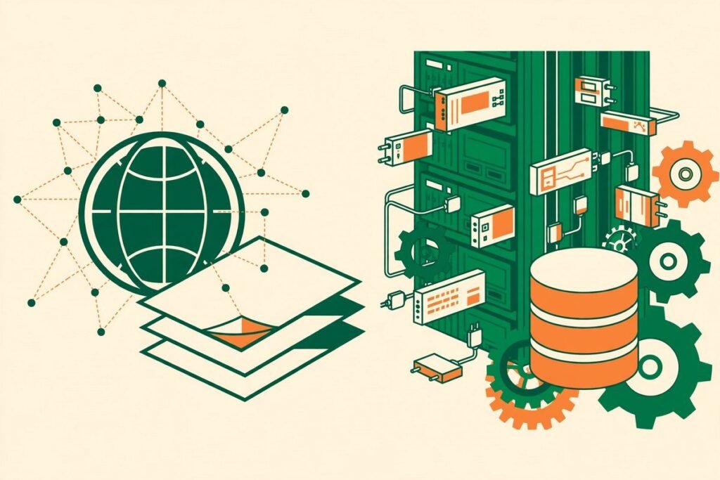 Static site vs CMS business website comparison illustration