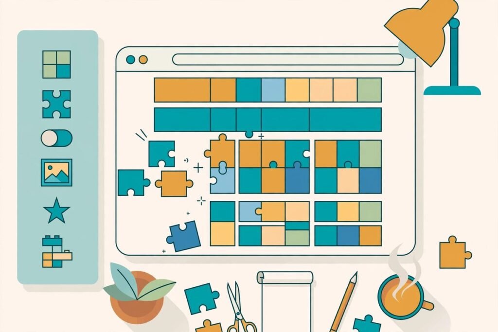 Hero illustration of Tailwind CSS utility classes building a business website