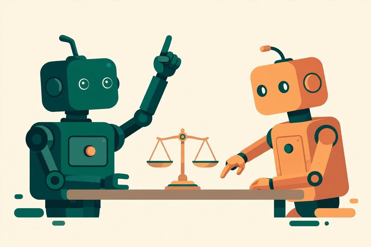 AI agents debating a trading decision illustration