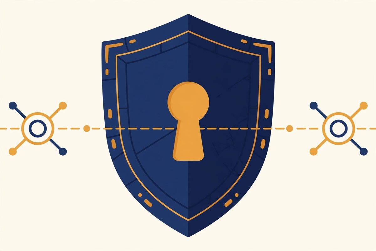 Shield guarding a WordPress REST API data connection between network nodes